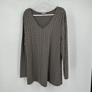 Habitat Womens Minimalist Tunic Top Size XXL Neutral Geometric Artsy Lagenlook